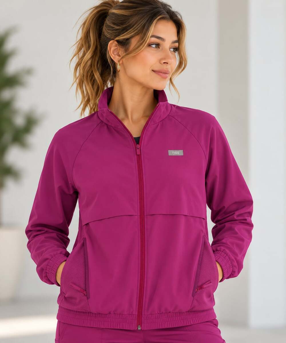 FIGS Casma Full Zip Scrub Jacket Magenta Size XXS